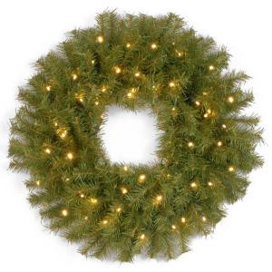 24 in. Norwood Fir Artificial Wreath with Battery Operated Warm White LED Lights