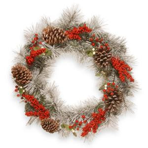 24 in. Snowy Pine Artificial Wreath