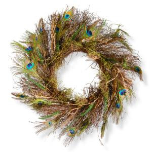 28 in. Peacock Artificial Wreath