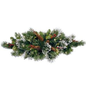 32 in. Wintry Pine Centerpiece with Battery Operated Warm White LED Lights
