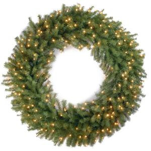 48 in. Norwood Fir Artificial Wreath with 200 Clear Lights