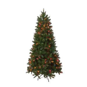 6.5 ft. Pre-Lit FEEL-REAL Bavarian Pine Hinged Artificial Christmas Tree with 400 Multi-Color Lights