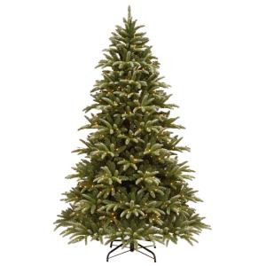 7-1/2 ft. Feel Real Frosted Green Ridge Fir Hinged Artificial Christmas Tree with 750 Clear Lights