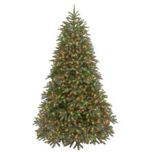 7-1/2 ft. Feel Real Jersey Fraser Medium Fir Hinged Artificial Christmas Tree with 1000 Multicolor Lights