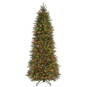 7-1/2 ft. Feel Real Jersey Fraser Pencil Slim Fir Hinged Artificial Christmas Tree with 650 Multicolor Lights-UL