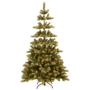 7-1/2 ft. Woodland Carolina Pine Hinged Artificial Christmas Tree with 51 Cones, Bark Pole and 400 Clear Lights