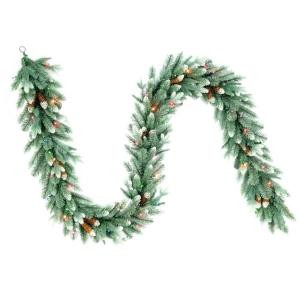 9 ft. Copenhagen Blue Spruce Artificial Garland with Pinecones and 50 Multi-Color Lights