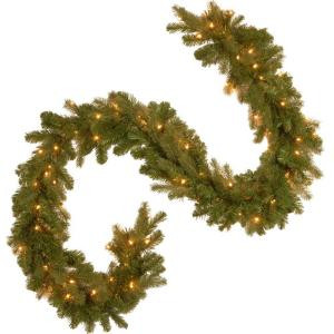9 ft. Feel-Real Downswept Douglas Fir Artificial Garland with 100 Clear Lights