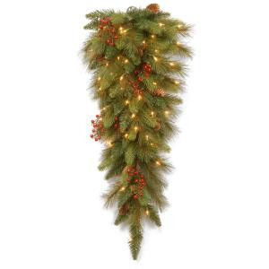 Decorative Collection 36 in. Long Needle Pine Cone Teardrop with Clear Lights