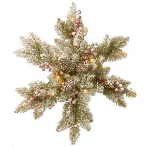 Dunhill Fir Snowy 18 in. Artificial Snowflake with Battery Operated Warm White LED Lights