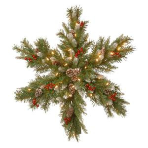 Frosted Berry 30 in. Artificial Snowflake with Battery Operated Warm White LED Lights