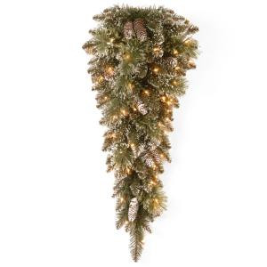 Glittery Bristle Pine 36 in. Teardrop with Clear Lights