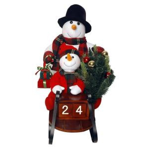 Plush Collection 28 in. Sleigh with Snowman and 10 Battery Operated LED Lights
