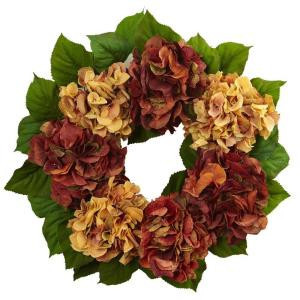 24 in. Autumn Hydrangea Artificial Wreath
