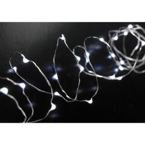 60-Light Cool White LED Battery Operated String Light, 10.7 ft. Silver Wire