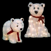 24 in. and 18 in. Pre-Lit LED Polar Bears Set