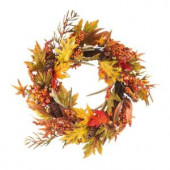 24 in. Fall Leaf and Berry Artificial Wreath