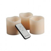 3 in. H Battery Operated Wavy Edge Wax LED Candle Set with Remote (3-Piece)