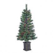 3.5 ft. Pre-Lit Fiber Optic Cashmere Artificial Christmas Tree with Multi-Colored Lights in a Plastic Pot