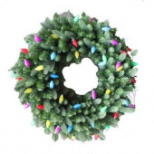 36 in. LED Pre-Lit Artificial Christmas Wreath with C9 Ceramic Multi-Color Lights