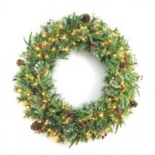 36 in. Syracuse Cashmere Berry Artificial Wreath with 100 Clear Lights