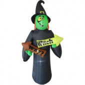 40 in. W x 36 in. D x 96 in. H Inflatable Halloween Witch with Witch Way Sign