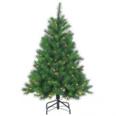 4.5 ft. Pre-Lit Mixed Needle Wisconsin Spruce Artificial Christmas Tree with Clear Lights