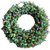 48 in. LED Pre-Lit Artificial Christmas Wreath with C9 Ceramic Multi-Color Lights