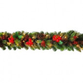 6 ft. Pre-Lit Very Berry Garland with Pine Cones