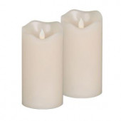 6 in. H Battery Operated Bisque, Vanilla Scent Motion Flame Wax Timer Candle (Set of 2)