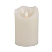 6 in. H Bisque, Vanilla Scent Wax Motion Flame LED Candle with Timer