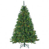 6.5 ft. Pre-Lit Mixed Needle Wisconsin Spruce Artificial Christmas Tree with Multicolored Lights