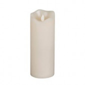 8 in. H Battery Operated Bisque Vanilla Scent Wax Motion Flame Timer Candle