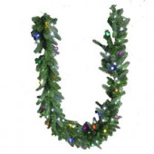 9 ft. LED Pre-Lit Branch Garland with Micro-Style Pure White and C6 Multi-Color Lights