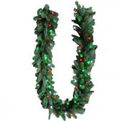 9 ft. LED Pre-Lit Branch Garland with Micro-Style Red, Green and Pure White Lights