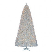 9 ft. Pre-Lit LED Glossy White North Hill Spruce Quick Set Tree x 1973 Tips, 700 Indoor Low Voltage Warm White Lights