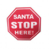 14 in. Santa Sign Hanging Decoration with LED Lights