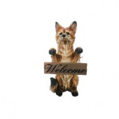 16 in. Standing Fox with Welcome Sign Statuary