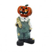 19 in. Pumpkin Man Holding Corn Cob Halloween Decor
