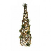 24 in. Rattan and Berry Christmas Cone Tree with 20 LED Lights