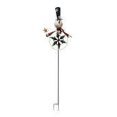 67 in. Metal Snowman with Kinetic Holly Snowflake Garden Stake