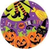 7 in. x 7 in. Witch’s Crew Round Paper Plates (18-Count, 3-Pack)