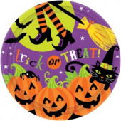 9 in. x 9 in. Witch’s Crew Round Paper Plates (18-Count, 3-Pack)