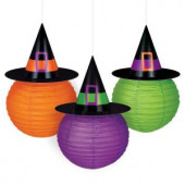 9.5 in. Paper Witch Hat Lanterns (3-Count)