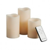 Battery Operated Wavy Edge Wax Candle Set with Remote (3-Piece)