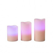 Bisque, Vanilla Scent, Color Changing Wax Candle Set with Timer (3-Piece)