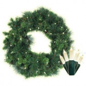 30 in. Pre-Lit LED Anchorage Fir Pine Artificial Wreath with Timer