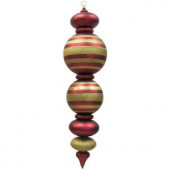 44 in. Red and Gold Shatterproof Finial with Stripes