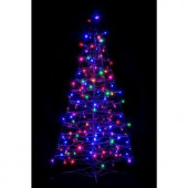 4 ft. Pre-Lit LED Fold Flat Outdoor/Indoor Artificial Christmas Tree with 160 Multi-Color Lights