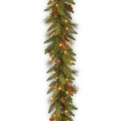 Decorative Collection 6 ft. Long Needle Pine Cone Garland with Clear Lights